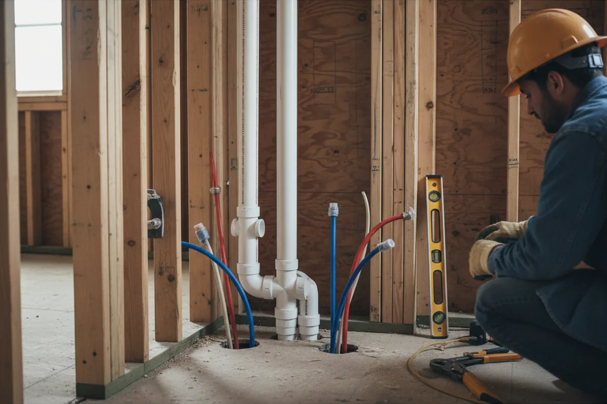 Drain and supply rough-in during Sump Pump Repair in Ephrata